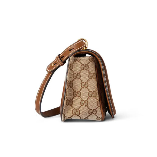 Gucci (Gucci) Bag du sac féminin Bag Blondie série mini sac d'épaule Bag féminin Nouveau sac à bandoulière 815700 Canvas d'ébène beige 815700haakg9755