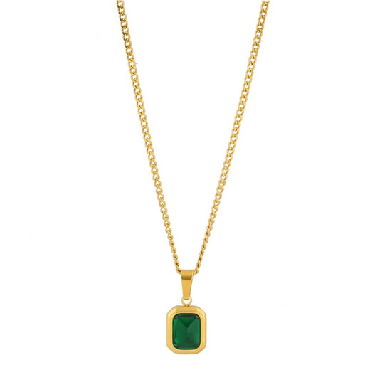 Huaiyin emerald necklace for women 18k gold high-end simple pendant temperament niche design light luxury clavicle sweater chain trendy green diamond