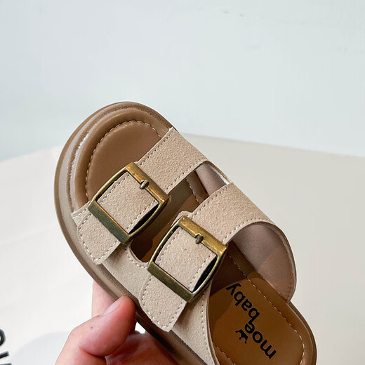 Дети Xianxiu носят повседневные тапочки дома 2025 Summer Girls Metal Button Sandals Boy Flip Flops 698 Brown 31 Внутренняя длина 19,6 см.