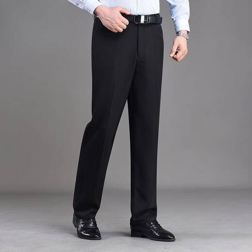 
MONTAGUT (MONTAGUT) formal suit trousers for men in summer thin style with mulberry silk middle-aged casual father high waist loose straight trousers black [9902] 42