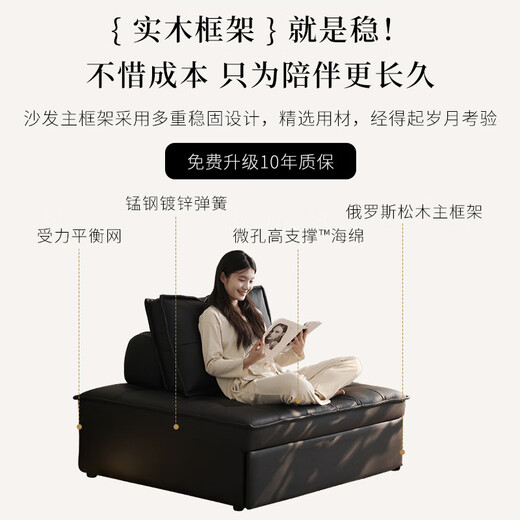 卡米盾泡芙沙发床一体两用简约可折叠伸缩推拉床小户型多功能客厅家具 1.1米【S+级加厚真皮】 工厂直发