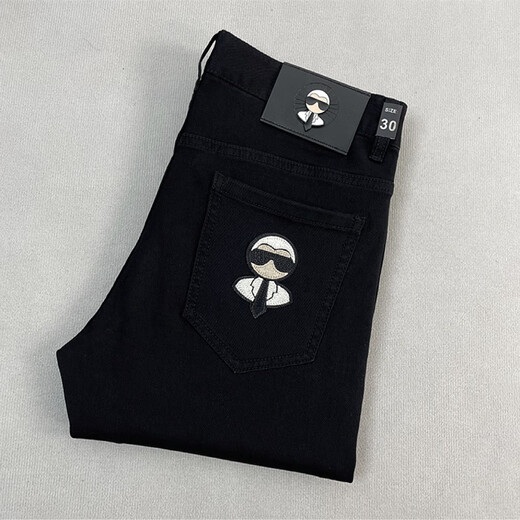 Karl Lagerfeld Karl Lagerfeld high-end French Laffer jeans spring and summer thin men's slim straight versatile trendy embroidery 983 light blue [spring and summer] thin model 33 Recommended weight 140-150 Jin [Jin equals 0.5 kg]