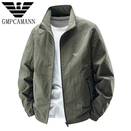 阿玛尼（Emporio Armani）新款高端春秋季冲锋商务夹克运动休闲户外立领大码外套男夹克 22502款黑色(春秋款) L(115-130斤) 均码