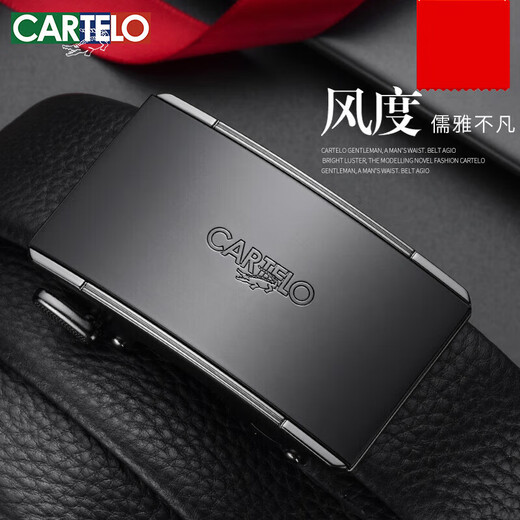 Kadile Crocodile Innenschnalle 520 Herren echtes Leder 2025 Neues automatisches Knickgürtel Trendy Geschenkbox Cowhide Belt TD684 Dunkelschwarz 130 cm