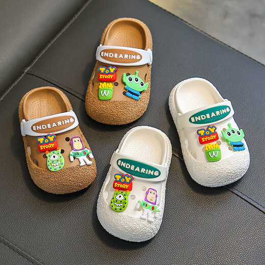 Children's Croc Shoes Summer Buzz Lightyear Cartoon Slippers Home Furnishing Girls Baby Little Boys Non-Slip Sandals for Outerwear White 24-25 Sizes Inner Length 15CM