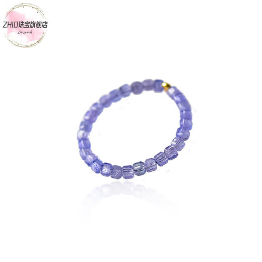 ZHIO tanzanite ring for women, light luxury niche crystal small sugar cube ring for men, self-discipline couple ring, index finger tail ring, bead diameter is about 2mm - ring ring is about 10#