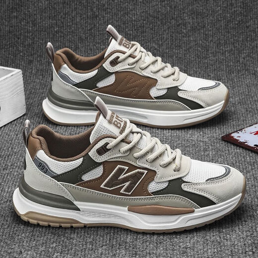 
Grooming cherry blossom Qingdao Fukelai men's sports shoes Forrest Gump men's shoes summer breathable teenager mesh sports and leisure running CF9925 beige 39