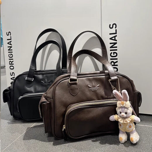 阿迪达斯 （adidas）三叶草运动休闲复古PU单肩斜挎手拎包JV9277JV9284JV9283 棕色JV9277
