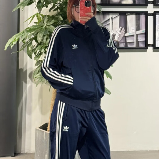 Adidas Clover Men and Women 2025 Summer Classic Striped Stand Collar Navy Retro Veste IR9893 Navy IR9893 One Taille XS
