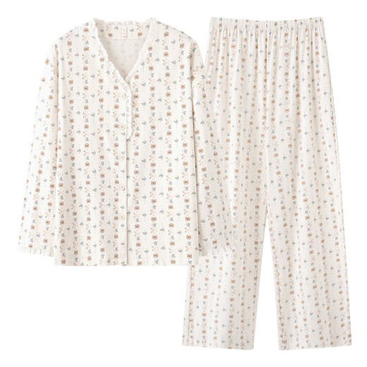 All-Cotton Class A Spring New Pajama's Women's Pure Cotton Cotton Cotton Cotton Corean Home Suit Set Set 3E3291-Women Стиль M (предлагается 90-105JIN [JIN равен 0,5 кг]