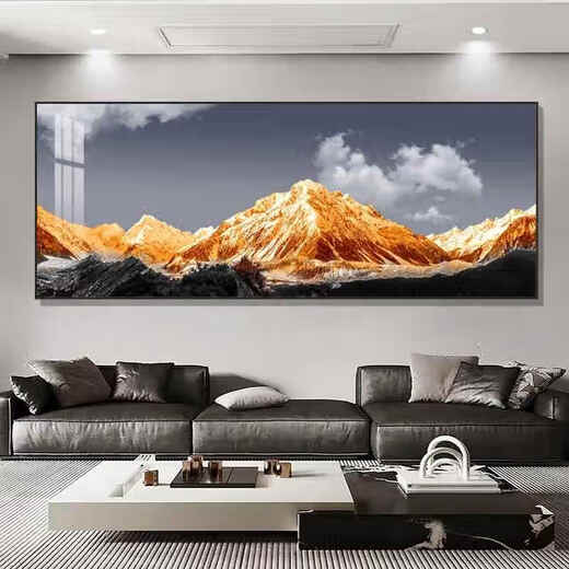Rizhao back against Jinshan paintings office back against mountain paintings oil painting living room sofa background wall decoration landscape painting mural CT-3524-back against Jinshan 300cm*120cm (4.5 meters sofa) golden outside