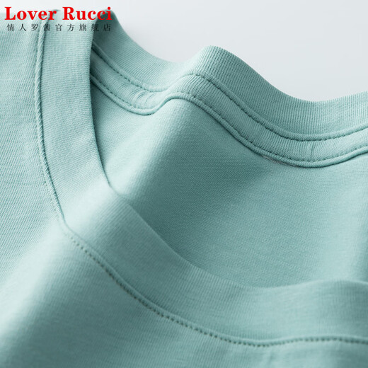 Liebhaber Rucci reines Baumwoll-Eisblau mit mittlerem Ärmeln T-Shirt für die sieben Viertelhülse für Frauen für das lose altersreduzierende T-Shirt für Frühling und Herbst.
