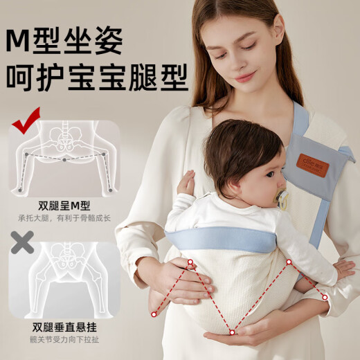 蒂乐抱娃神器解放双手宝宝外出简易背带婴儿前抱式背巾小月龄背娃 维斯特蓝  透气升级不勒肩