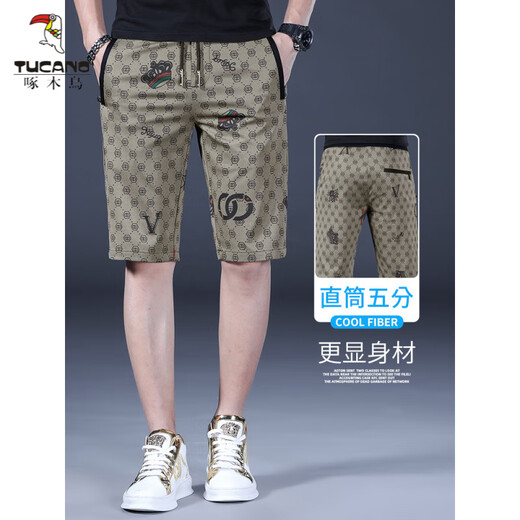 
Woodpecker summer casual shorts men's ice silk men's mid-pants men's five-point pants casual pants 2025 new crop pants JS-1585 black single piece 28 100-109Jin[Jin equals 0.5 kg]