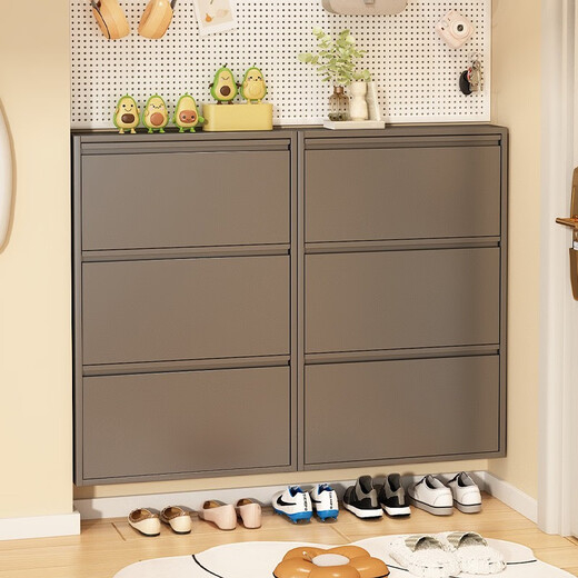 Zhaojian Zapatero ultrafino Puerta de Acero para el hogar Gabinete de Entrada Entrada Todo en uno Gabinete de Almacenamiento de Zapatos de Pared Pasillo Almacenamiento Zapatero Segundo Piso Longitud 655 Ancho 102 Alto 700 - Gris