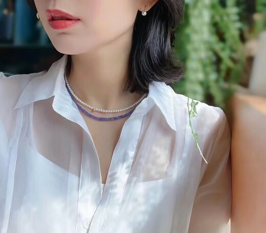 Huaiyin 18k gold tanzanite necklace faceted natural gemstone necklace for women versatile spring and summer vitality girl purple 18k gold tanzanite faceted 42cm