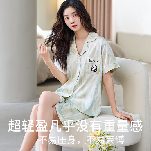 浪莎25年夏季新款睡衣女夏季薄款舒适冰丝凉感透气短袖短裤家居服套装