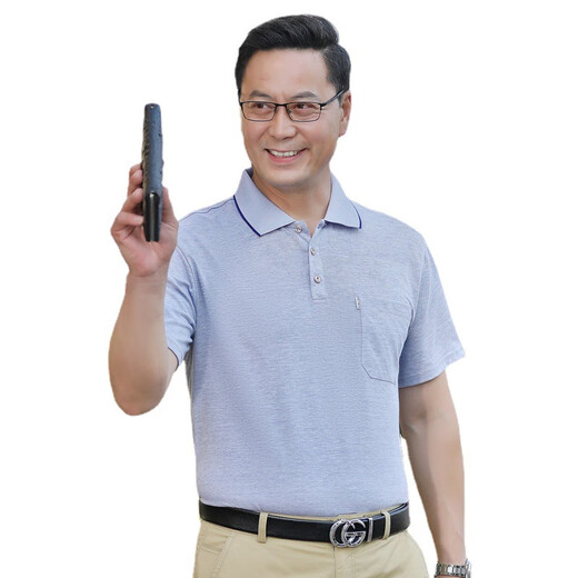 G|Y goldlion金利来爸爸短袖t恤男夏中年男装夏季中老年人男士夏装冰丝光棉上 691-灰色 2XL