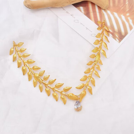 Shijun (SHIJUN) birthday crown tiara for girls Greek goddess wheat ear, son of the sun, winter olive branch, golden leaf, Hanfu forehead, golden leaf crown