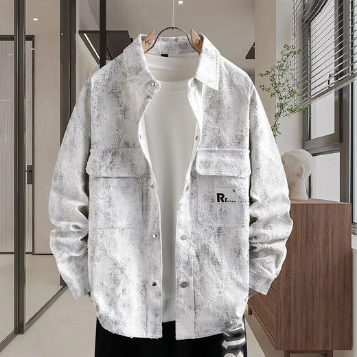 Yi Series Boys Early Spring Mabinet Pink Denim Jacket Men's Personal's Ripped Teenagers 2025 printemps Nouveau 16823 Pink M (adapté au poids 75 Jin [Jin est égal à 0,5 kg] -9b