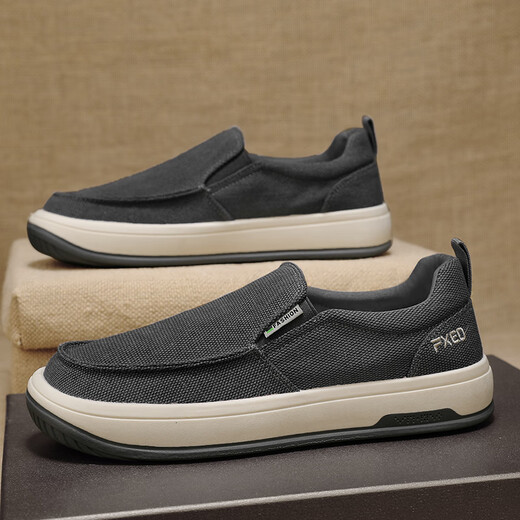 Huili alter Peking -Stoffschuhe Herrenschuhe Sommer neuer Stil Dad Schuhe Herren Leinwandschuhe atmungsaktiv weicher Sohle ein Fuß Freizeitschuhe 63089 Schwarz [ein Fuß] 42