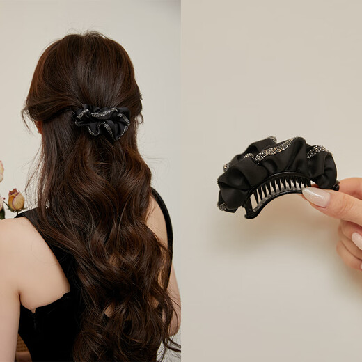 Chimera (CHIMERA) Hepburn style ponytail twist clip pleated fabric one-word clip hairpin hair accessories headdress girl birthday gift