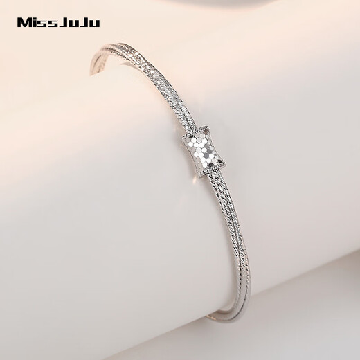 Miss JuJu pt950 platinum small waist bracelet shiny new platinum dragon scale honeycomb open bracelet weight 12.4-12.6g