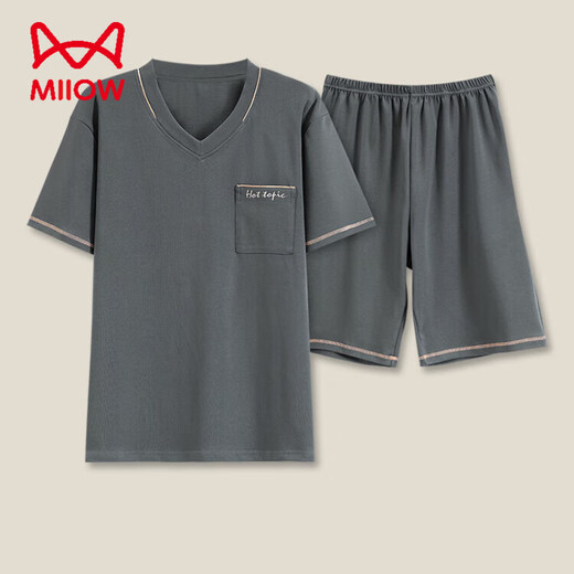 Catman Miiow Pyon Pyjamas Pajamas Men's Summer Breathable 2025 Nouveau short à manches courtes en V Large taille pour les vêtements de vêtements d'extérieur HD9928 L