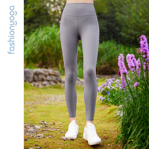 
Fan Sheng Yoga Exercise Fitness Cool Breathable No Smooth Sweat High Waist Slimming Butts With Beds Bringing Nine-point Yoga Pants FY15918 Spring Mud Gray M