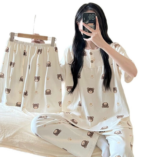 Lexi Beilu Sommer süßer Cartoon dreiteiliger Pyjamas Frauen können im Freien zu Hause Kleidungsset 761 Cherry Baby Drei-teilig Set-Short/HQ 175 L tragen