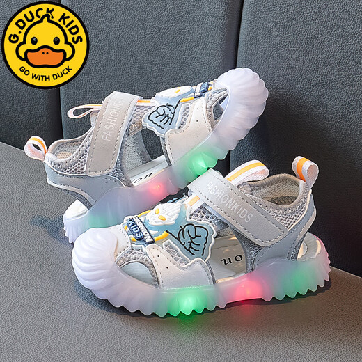 G.DUCKKIDS Ultraman Sandals for Boys Lighting in Summer New Children's Body Body Soft Sole Beach Shoes for Children with Small and Medium-slip 833 Gray Ultraman Sandals 21 Inner Length 13.5CM