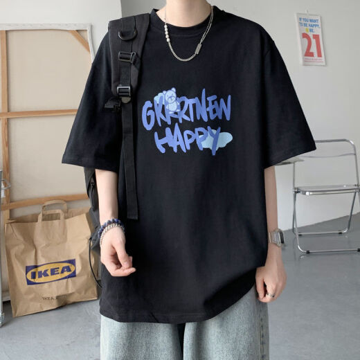 GTYUWVG【9859人收藏】纯棉男士2024夏季新款T恤韩版潮流ins港风学生 白色T恤【SNOOPY小狗】 2XL