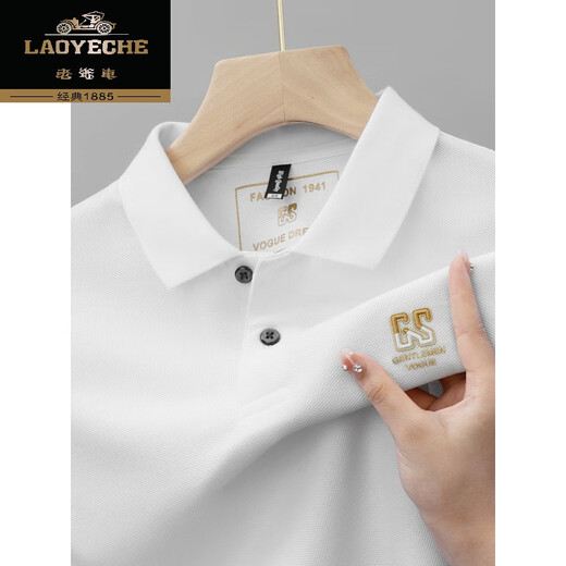 Voitures classiques d'été Nouveau coton pur pour hommes à manches courtes à manches courtes T-shirt à revers brodés