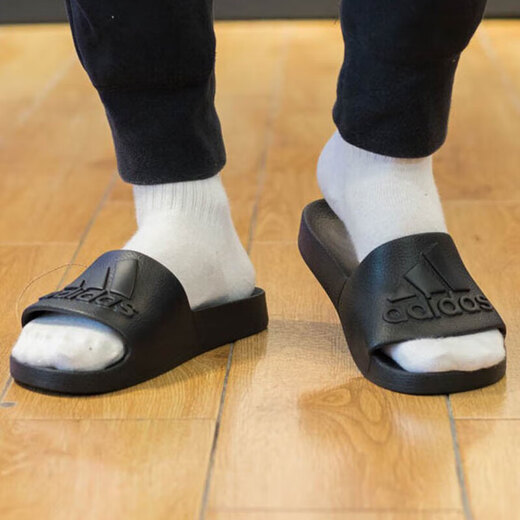 ADIDAS Adidas slippers men's shoes women's shoes summer new sports shoes casual shoes non-slip home fashion flip-flops IF7371 black 40.5