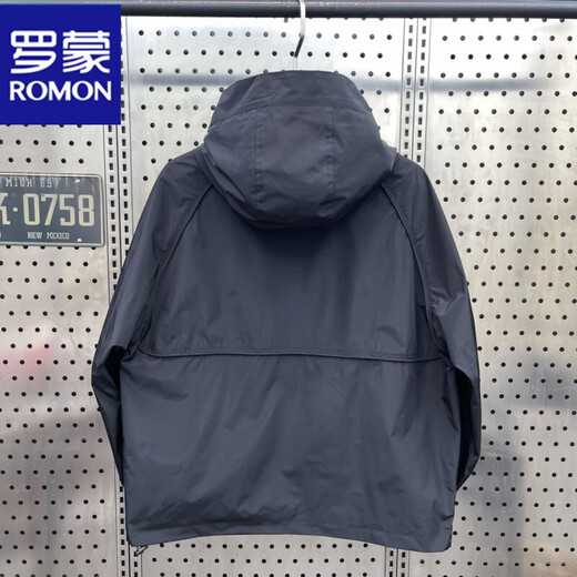 ROMON Windproof and Waterproof Jacket Men's 2025 Spring and Autumn Casual Versatile Slim Fit Hooded Work Jacket Black Velvet Thickened XL