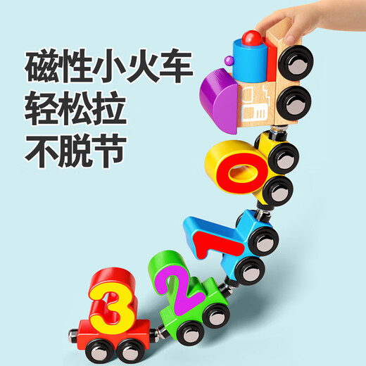 京悠雨磁性数字小火车儿童磁力拼装积木玩具3一4岁5到6宝宝男孩女孩 大号木质【11节】磁性动物火车