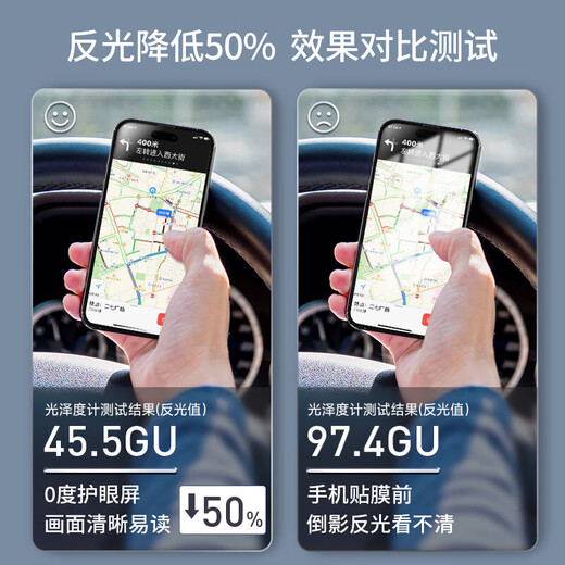 0度 适用苹果钢化膜iPhone15ProMax防窥膜手机膜稀土护眼康宁玻璃抗蓝光磨砂抗指纹保护贴膜 康宁防眩防窥护眼版-八项防护 苹果15Promax