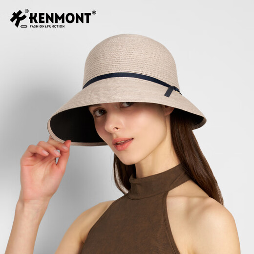 Kenmont卡蒙黑胶防晒帽女夏季2025新款时尚洋气遮阳帽优雅女帽潮KM-6211 KM-6211/奶霜白 F：适合头围（55-58cm）