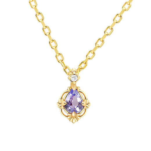 Junpo nojess22 winter natural tanzanite necklace with the same niche rhombus silver gold-plated zircon Japanese set Nai necklace