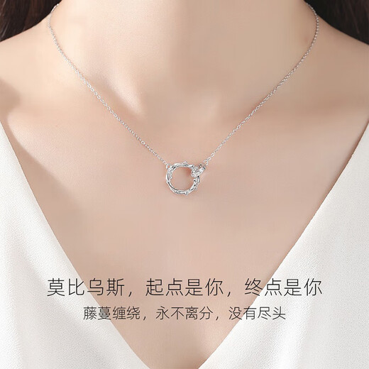A pair of Möbius strip couple necklaces, S925 silver couple style, high-end, half-engraved commemorative gift for one person, S925 silver, a pair of ring of thorns necklaces, exquisite gift box
