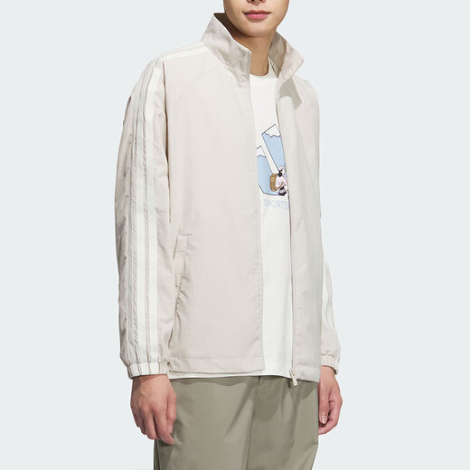 Adidas sports jacket men's autumn new ragdoll sleeve sports casual jacket comfortable simple versatile top KC3894/Miracle alumina brown/Hanyu white M