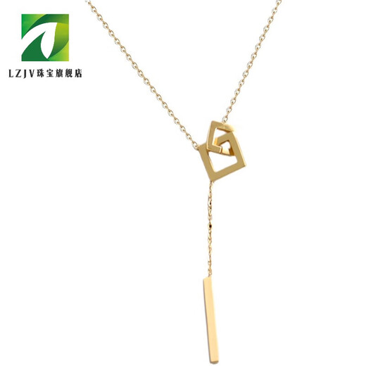 LZJV plated 18K gold geometric square necklace for women's Chinese Valentine's Day gift new style not easy to fade clavicle chain fashion pendant sweater