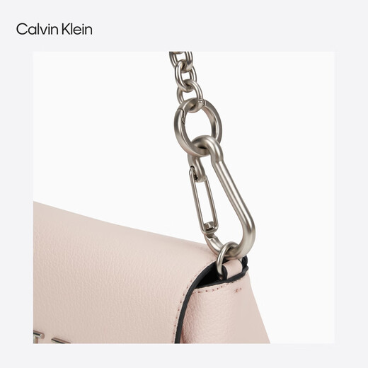 Calvin Klein [Chinese Valentine's Gift] Shoulder Bag Chain Bag Letters Pin CK Women's Bag Crossbody Saddle Bag DH3240 PS2-Shell Powder OS