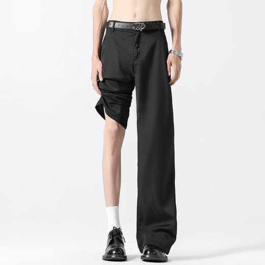 Foss Phil Pants Мужской весна и осень слегка вспышка с широкими ногами, опускающими трехконтактные высококачественные брюки для повседневного костюма K1110 Black l