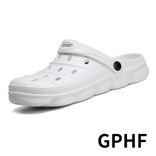 GPHF Japanese sandals Student summer new hole shoes for men's non-slip soft sole couple beach shoes trendy bag-toe sandals 692 gray 40