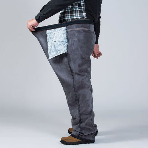 Conmando Extra gran tamaño grande más jeans grosos gruesos de terciopelo hombres más jeans de talla grande de grasa Los hombres estiran los pantalones de grasa suelta 9892 más el terciopelo azul oscuro 30 2.3 pies