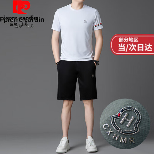 Pierre Cardin High-End Ice Seidenanzug Herren Sommer 2025 NEU NEUE Kurzärmel-Shorts, die zufällige Sportbekleidung aus Sportbekleidung betreiben [13601-1] XL 175 [Geeignet für Gewicht 135-155 Jin [Jin gleich 0,5 kg]]]
