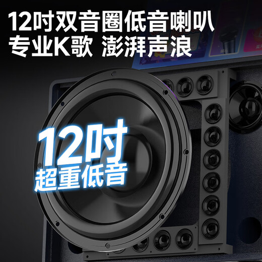 Shanshui (Sansui) Home KTV Audio Set Audio Audio Audio Amplifier All-in-Outhor Audio Audio Karaoke Canción de Karaoke Song Order Machine Bluetooth El altavoz Bluetooth puede conectarse a TV Q128 Gran 12 pulgadas [Voz mejorada] 500G Bracket