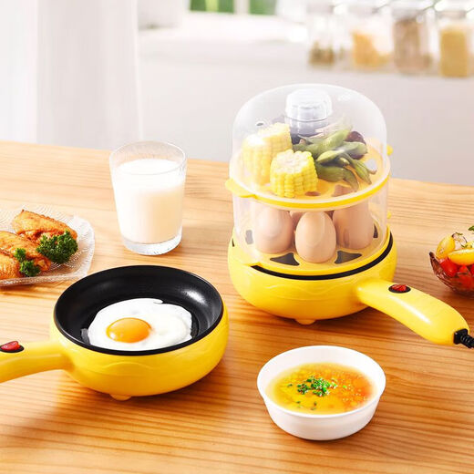 Smart electric frying pan, omelette pan, household egg-making and dumpling artifact, steamed egg cooker, multi-functional cooking pot, non-stick electric pancake pan, breakfast machine, double layer, limited time special offer, non-stick inner pot, can fry eggs/steamed eggs/pancakes, multi-functional