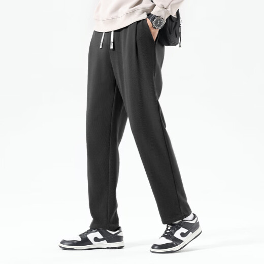 Warrior waffle pants men's summer thin casual sports pants teenager loose men's pants black 2XL